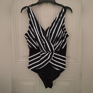 Plunge Neck Surplice Verge One Piece Swimsuits For All size 16